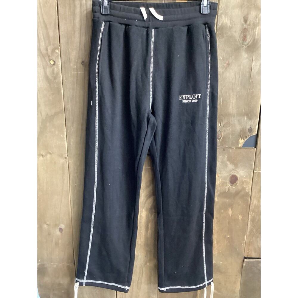 Exploit Clothing Waffle Sweatpants Black Size Medium